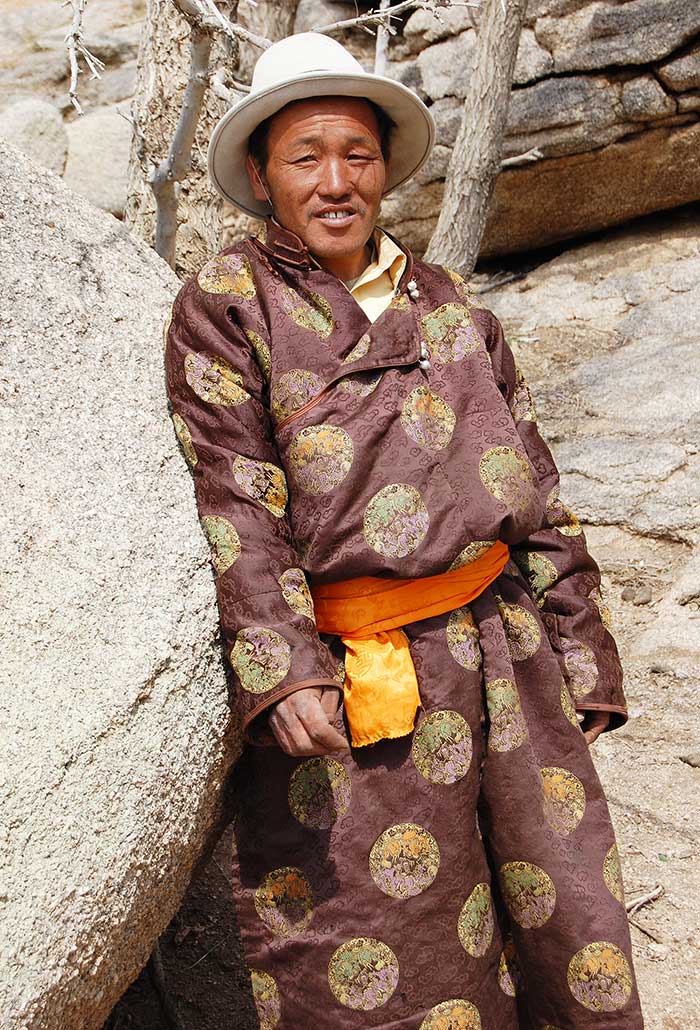A Mongolian man in traditional clothes in Zorgol.