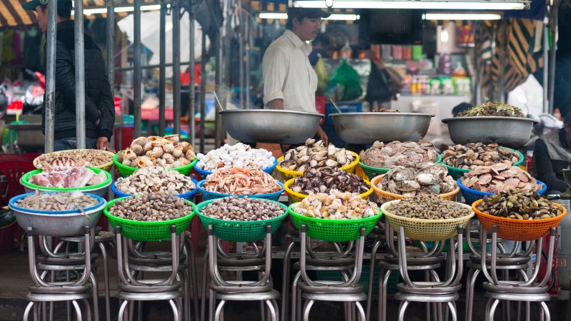 A typical Vietnam shellfish selection