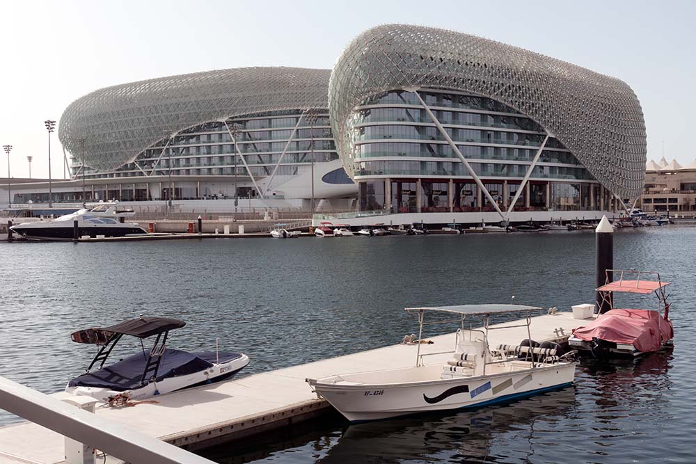 A view of the Yas Viceroy hotel, which is very popular during the F1 races.