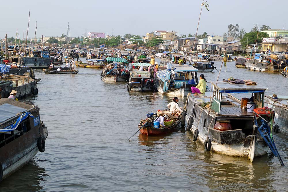 The Cai Rang floating market is packed with vendors selling directly from their boats.