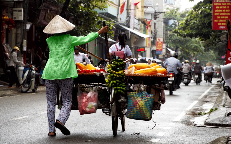 Fruit vendor on the streets of Hanoi
