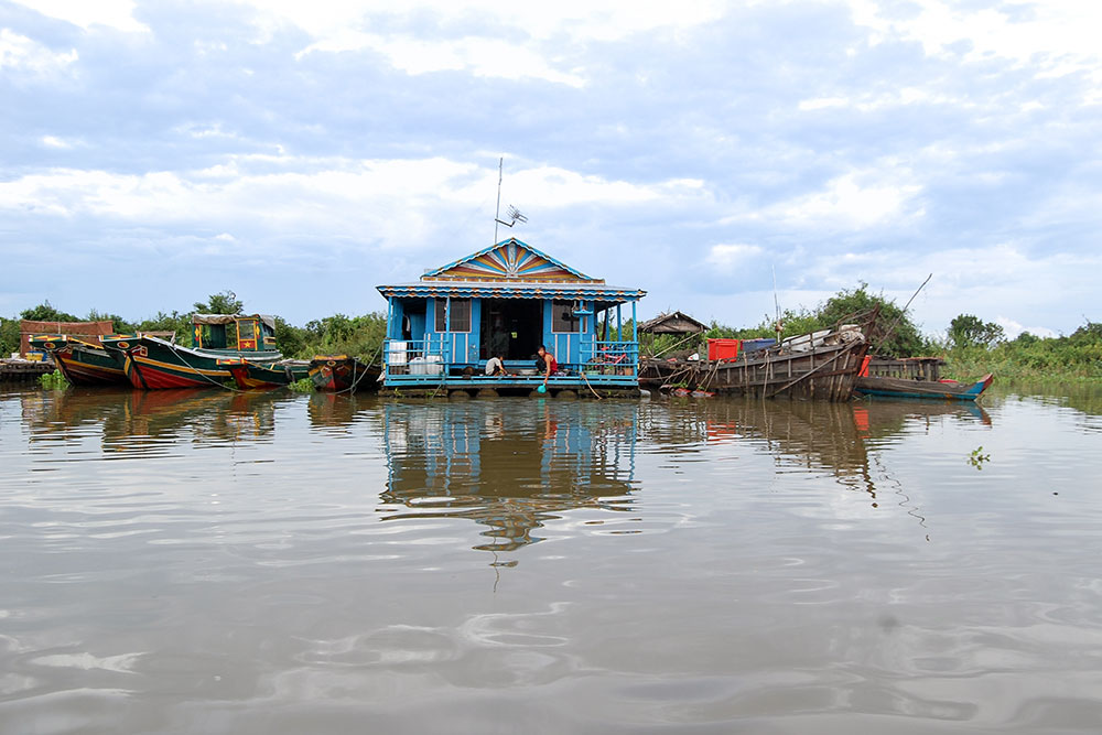 A floating home on the Tonle Sap lake.