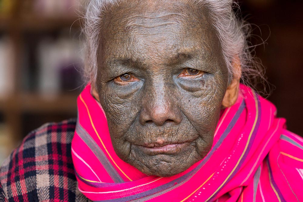 An 86-year-old woman from the U-Pu tribe, which is one of the rarest in Chin State.