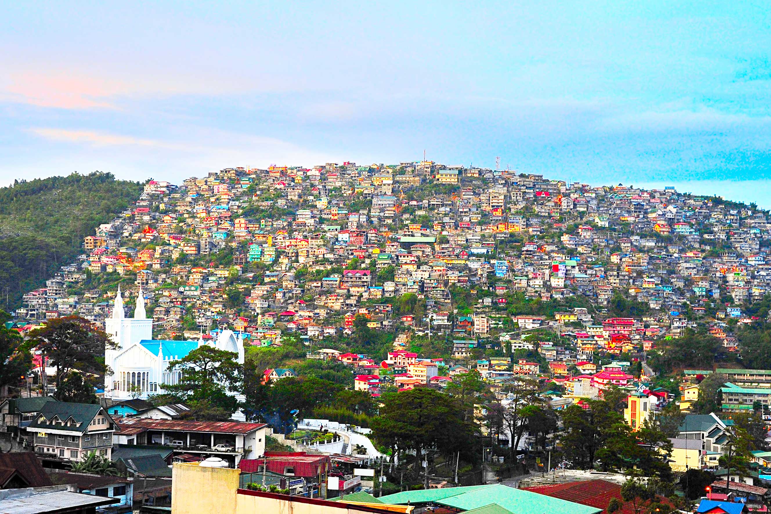 Baguio city at dusk, Luzon Island, Philippines