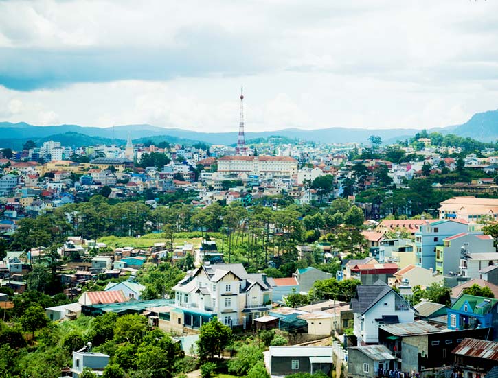 Dalat city view, Vietnam. The architecture of Da Lat is mostly the style of the French colonial period