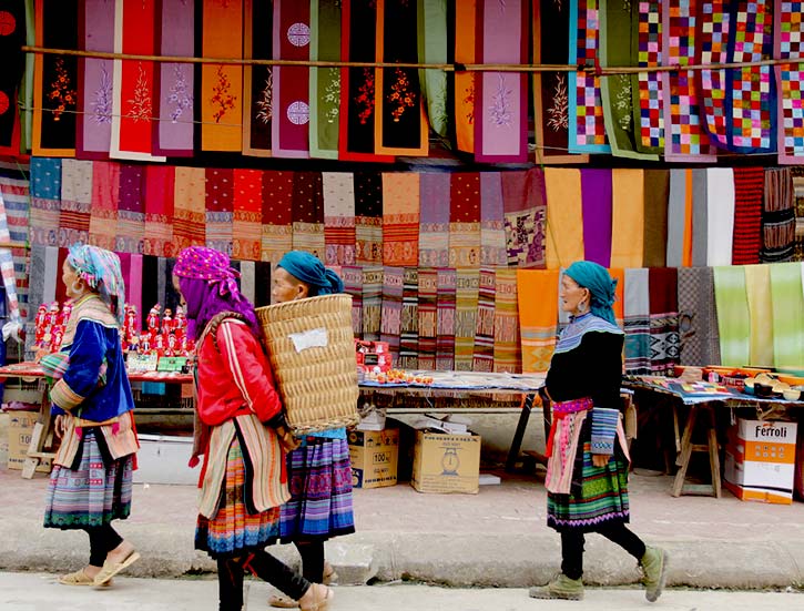 Hmong women at Bac Ha market in Northern Vietnam.