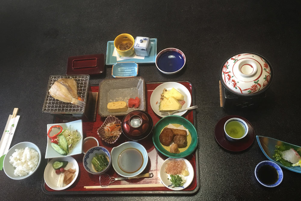 Japanese breakfast is served.