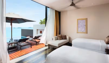 One King, Two Twin Bedrooms, Ocean View Pool Villa